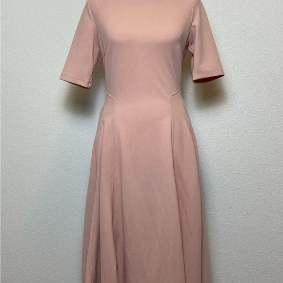 DownEast | Dresses | Downeast Pink Midi Dress Stretchy Aline Style Elbow  Sleeve Classy Light Xs | Poshmark